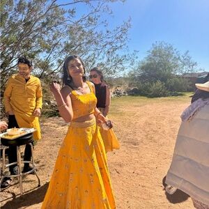 Yellow Lehenga with Silver Embellishments